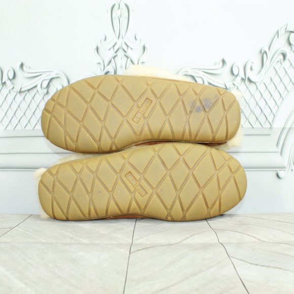 *LL BEAN Suede Shearling Lined Wicked Good Moccasin Slippers 10 Inch - Picture 8 of 9